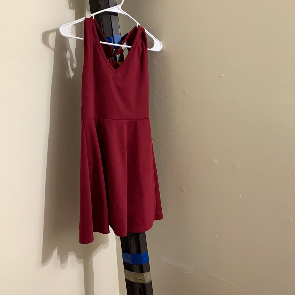 Short red backless ish dress!